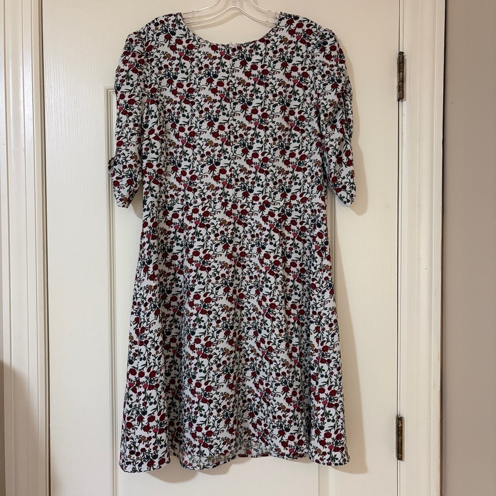 Floral Print Dress with Red and Black Accents - Picture 1 of 9